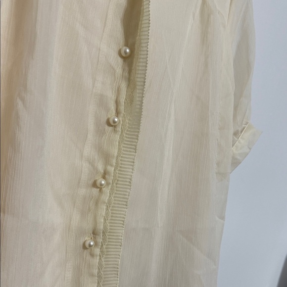 Rihoas Cream Pearl Button-Up Lux Blouse - Picture 7 of 12
